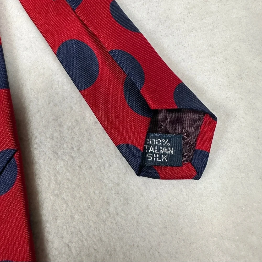 Oak Creek‎ Silk Red and Blue Polka Dot Tie Italy pattern fun vintage wedding